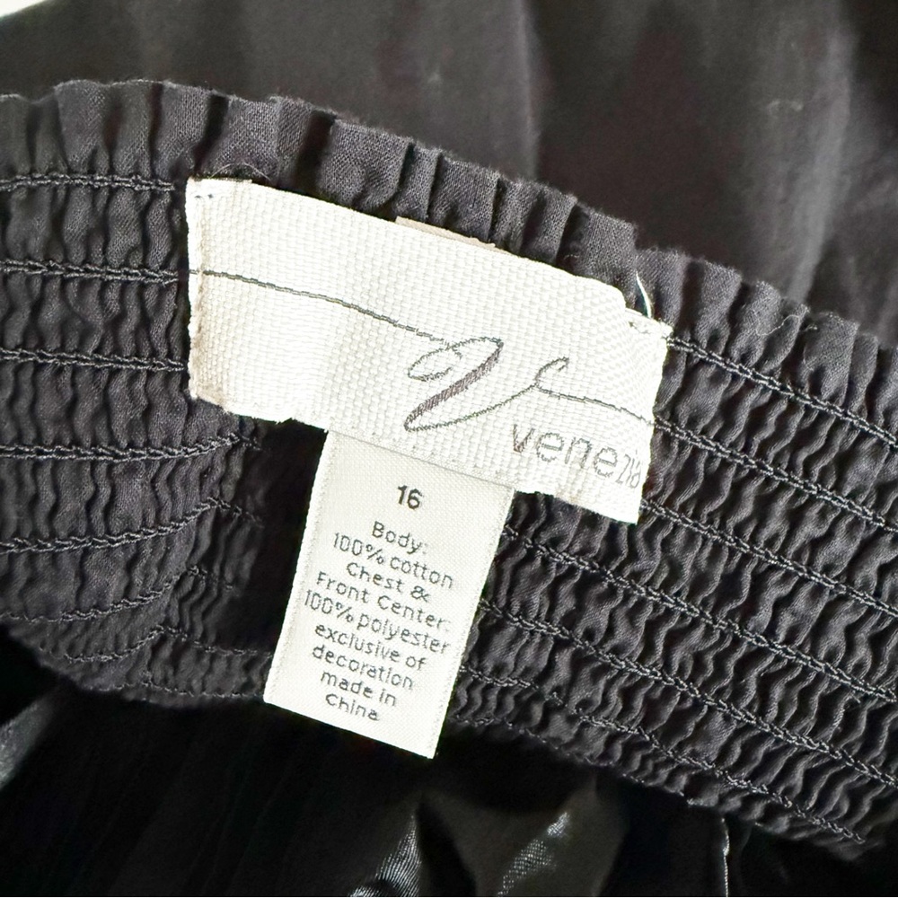 Vintage Y2K Venezia Black and Gold Sequins Satin Floral Babydoll Tank Size 16 - Picture 7 of 7